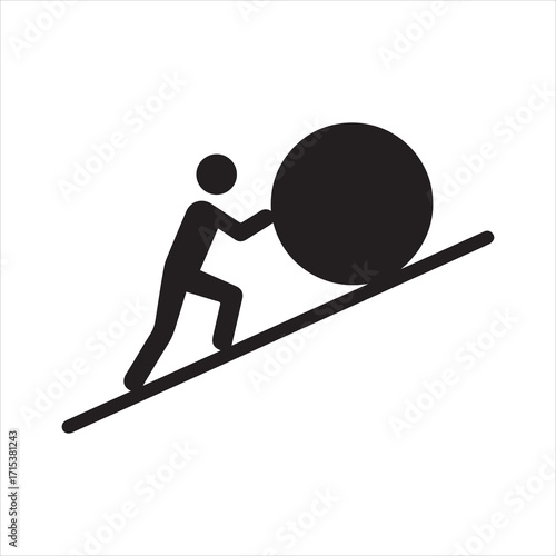Effort, determination or uphill battle flat vector icon for apps and websites