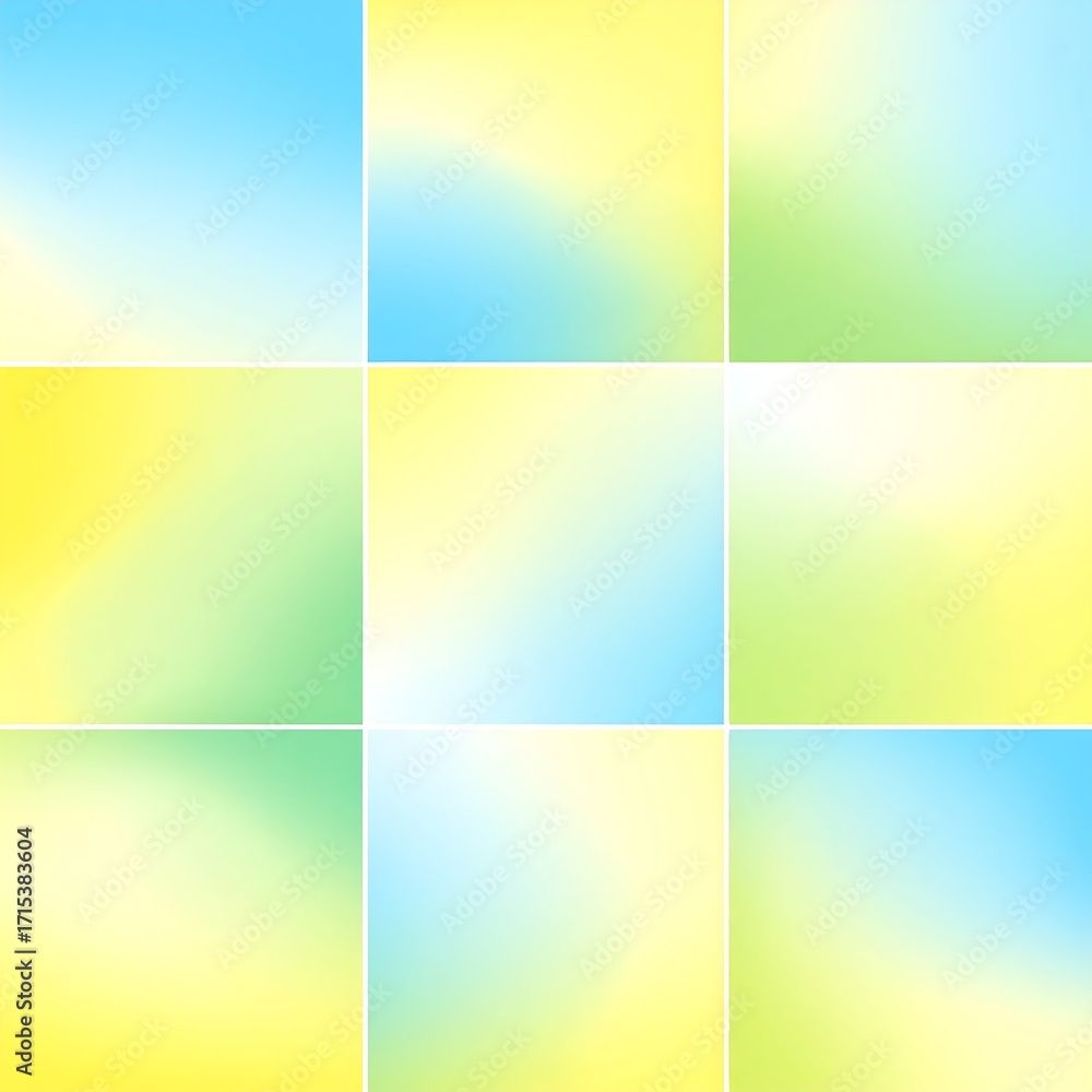 Fototapeta premium A grid of nine colorful, soft, gradient squares