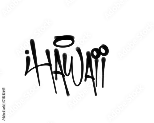Wallpaper Mural textured sprayed graffiti tagging letter HAWAII city name isolated in black Torontodigital.ca