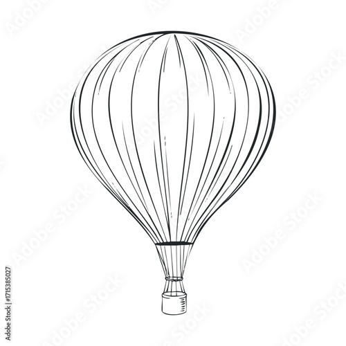 Hot air balloon design for adventure and celebration. Vector hand drawn illustration


