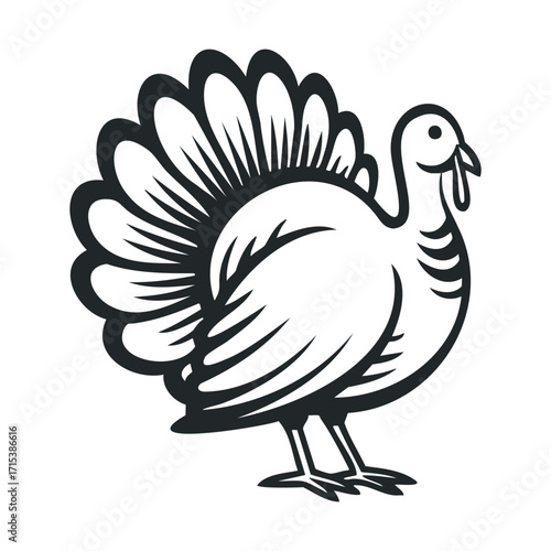Turkey silhouette ready for Thanksgiving celebration and design use. Vector hand drawn illustration

