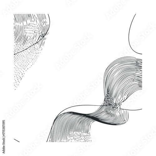 Abstract line art design for modern wall decor and branding. Vector hand drawn illustration

