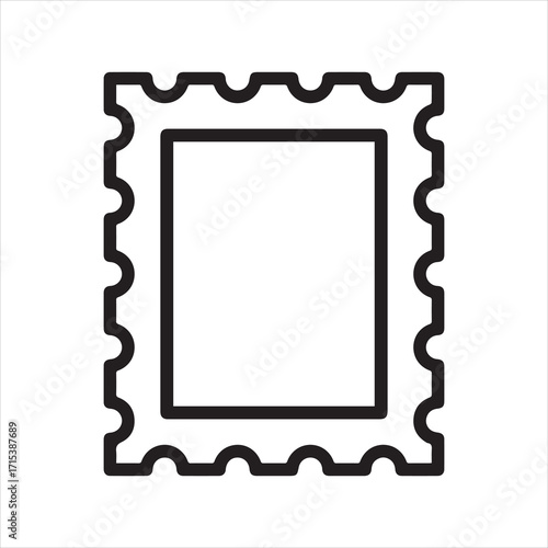 Postage stamp or letter stamp line art icon