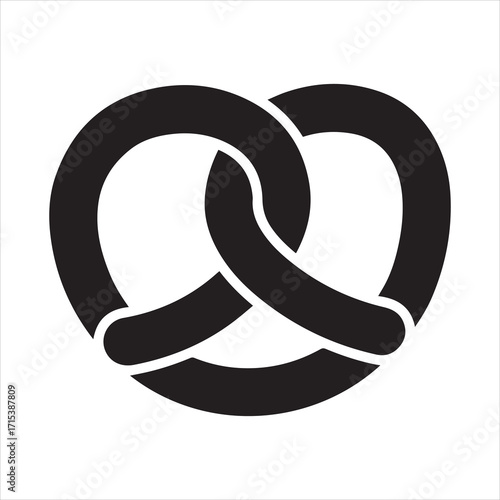 Soft pretzel twisted knot bread flat vector icon for apps and websites