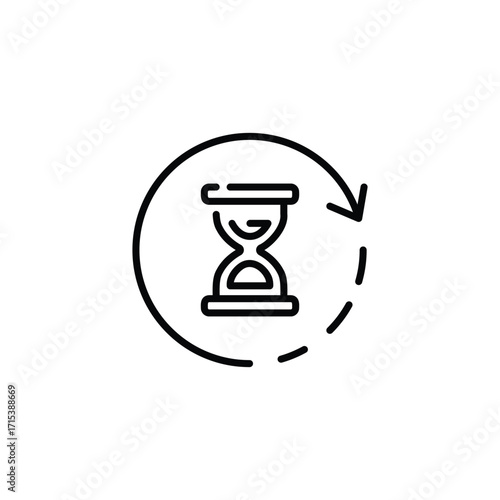 Anti aging hourglass icon. Simple outline style. Standby waiting slow time, age, wait, long, process, fast, hourglass, sandglass, repeat concept. Thin line symbol. Isolated design.