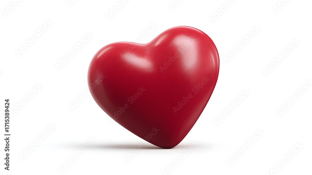 Fototapeta premium A shiny red heart shape on a white background