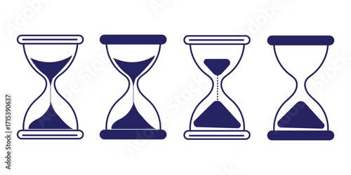 Hourglass vector icon representing time management and productivity concepts on transparent background