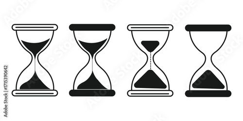 Hourglass vector icon representing time management and productivity concepts on transparent background