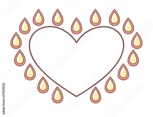 Stylized heart shape surrounded by decorative teardrop elements for Valentines Day