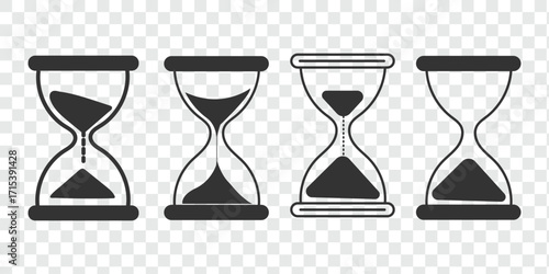 Hourglass icon set representing time management and countdown concept