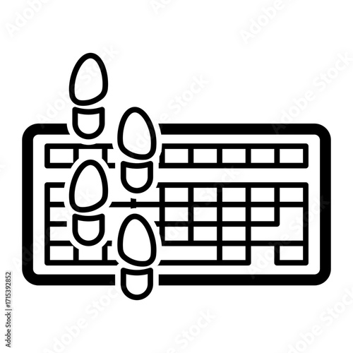 Keyboard with footprints icon for conscious typing habits