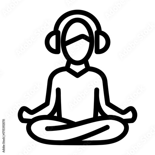Meditation yoga icon with headphones for mindful relaxation