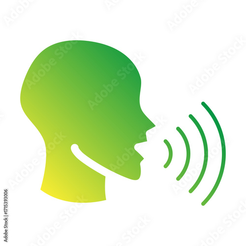 Voice control flat gradient icon symbolizing healthy tech interaction