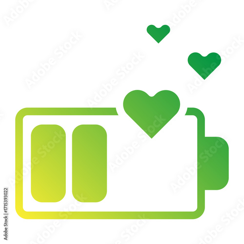 Battery with hearts flat gradient icon for emotional energy recharge