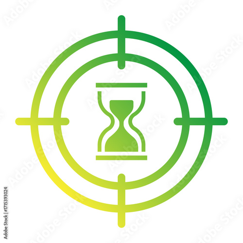 Hourglass target flat gradient icon for screen time limit and focus