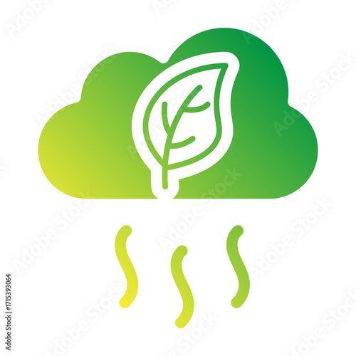 Cloud with leaf flat gradient icon representing eco mindful digital balance