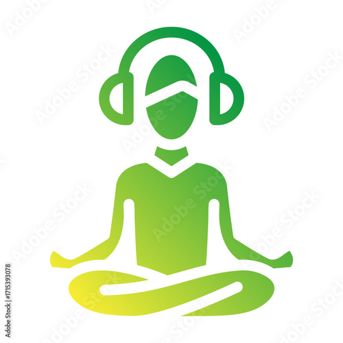 Meditation yoga flat gradient icon with headphones for mindful relaxation