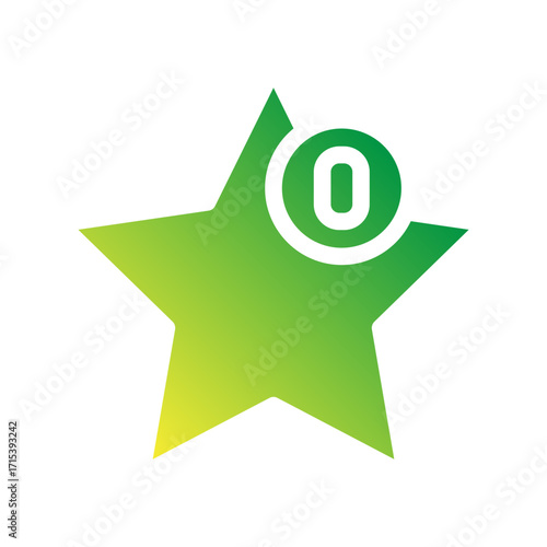 Star with number one flat gradient icon for mindful achievement