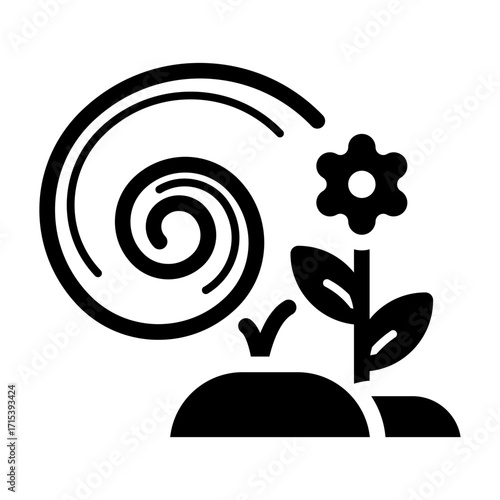 Spiral flower glyph icon for calm growth and mindfulness