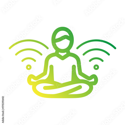 Meditation yoga gradient icon with waves for calm relaxation