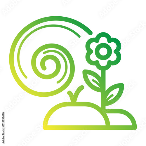 Spiral flower gradient icon for calm growth and mindfulness