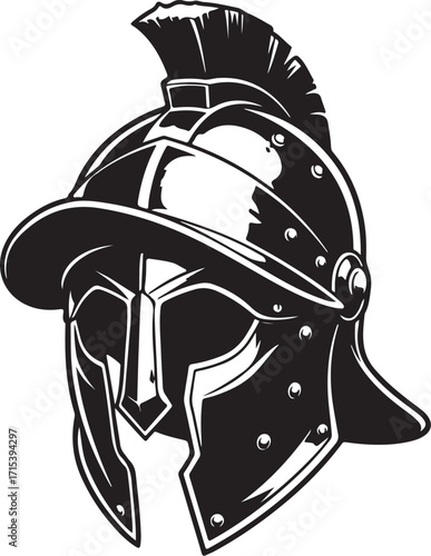 Ancient roman gladiator helmet emblem silhouette