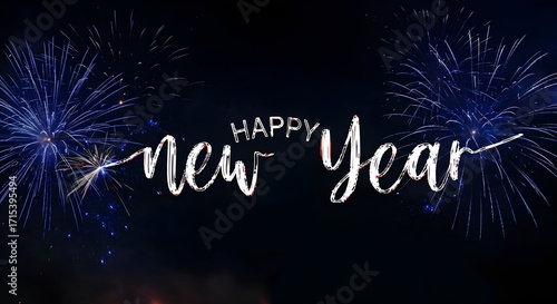 Dark Blue Fireworks with Handwritten White 
