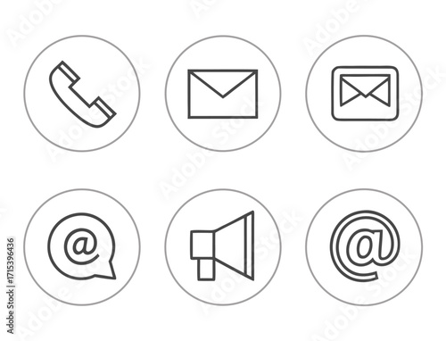 Contact information minimal icons of email phone and social media symbols