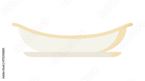 Illustration of an elegant white and cream ceramic serving bowl on a matching plate design