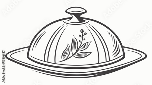 Vintage serving dish with lid vector illustration for kitchenware and dining decor design asset