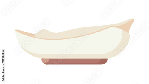 Isolated empty ceramic bowl side view for food presentation kitchenware and tableware design element