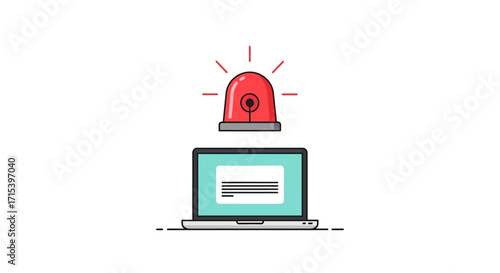 Red alert notification displayed on a laptop screen.