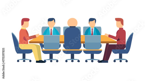 Illustration of business meeting conference teamwork collaboration discussion corporate strategy team work