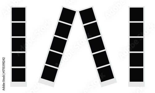 Blank photo booth strip template. Clipart image. isolated on white and black background.  EPS 10 .