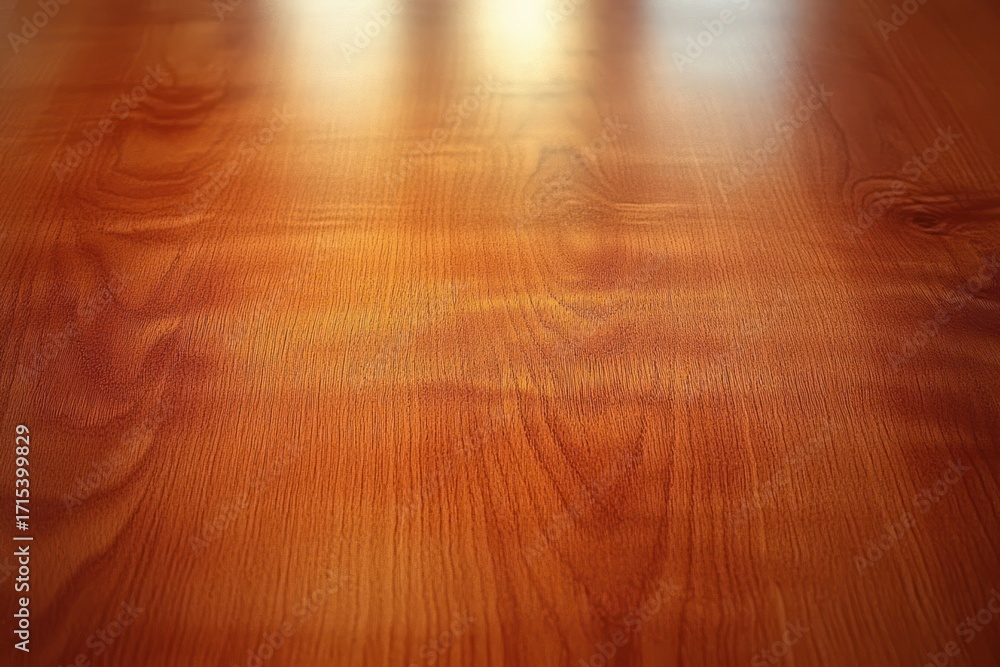 Fototapeta premium smooth polished wooden surface with warm natural wood grain and soft reflections of light