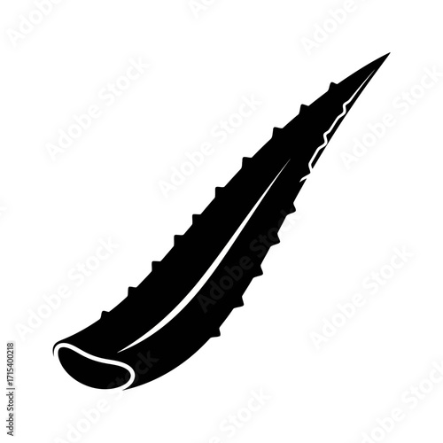 Aloe Vera Leaf Icon – Minimal Black Silhouette Vector Design