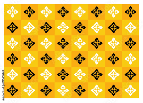 Geometric pattern: two tone Thai sparkling star on the yellow background 