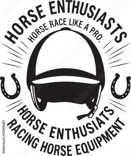 Horse racing enthusiasts emblem design silhouette