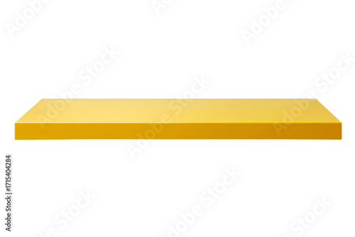 a yellow shelf with a white background