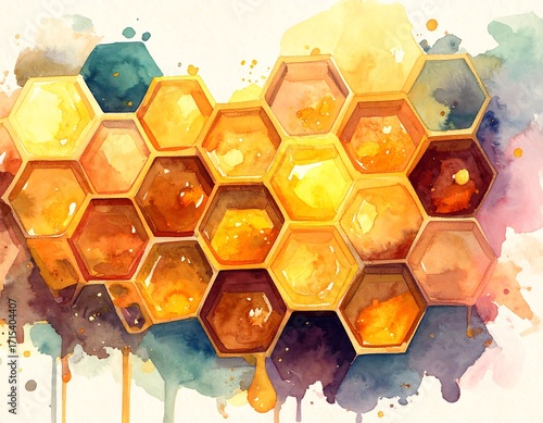 Watercolor honeycomb pattern