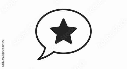 Speech Bubble Icon with FivePointed Star.