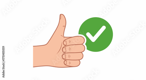 Thumbs Up Gesture with Green Check Mark Icon.