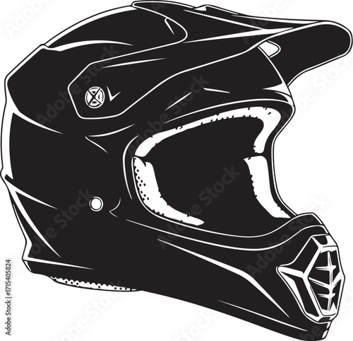 Black motorcycle helmet extreme sport silhouette