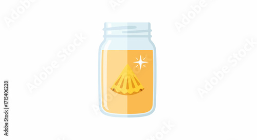Cartoon Pineapple Juice in a Glass Jar Illustration.