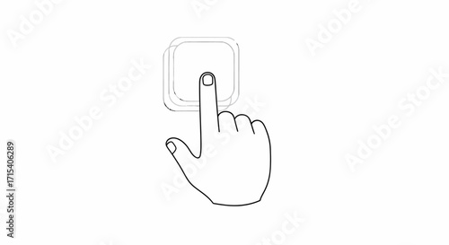 Finger Pressing a Button Outline Style Action Concept.
