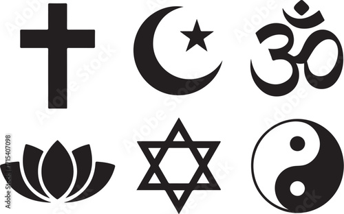 Diverse cultural and religious symbols united for peace