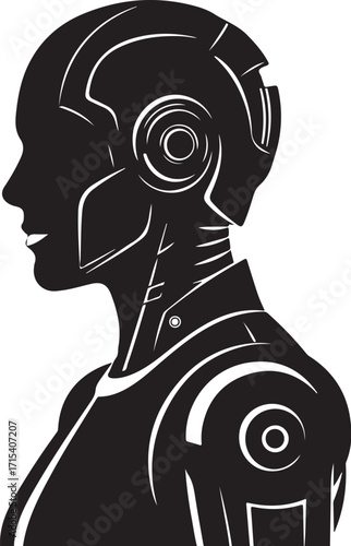 Robot profile silhouette futuristic sci-fi art silhouette