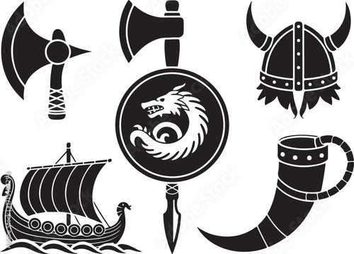 Viking symbols ancient warrior history and adventure icons