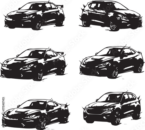 Modern car silhouettes collection set silhouette