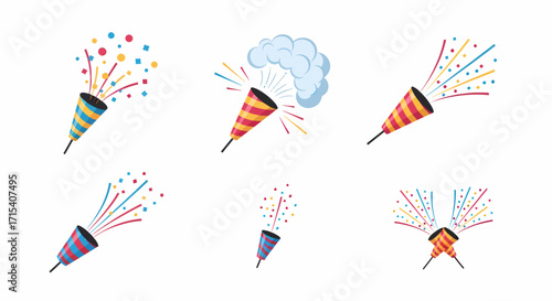 Colorful Party Poppers with Confetti and Streamers 1.